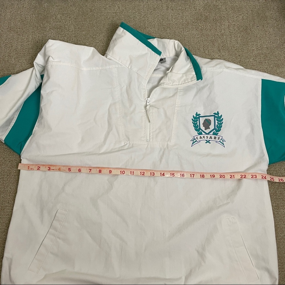 White & Teal Men's Windbreaker Pullover Jacket - Picture 10 of 11